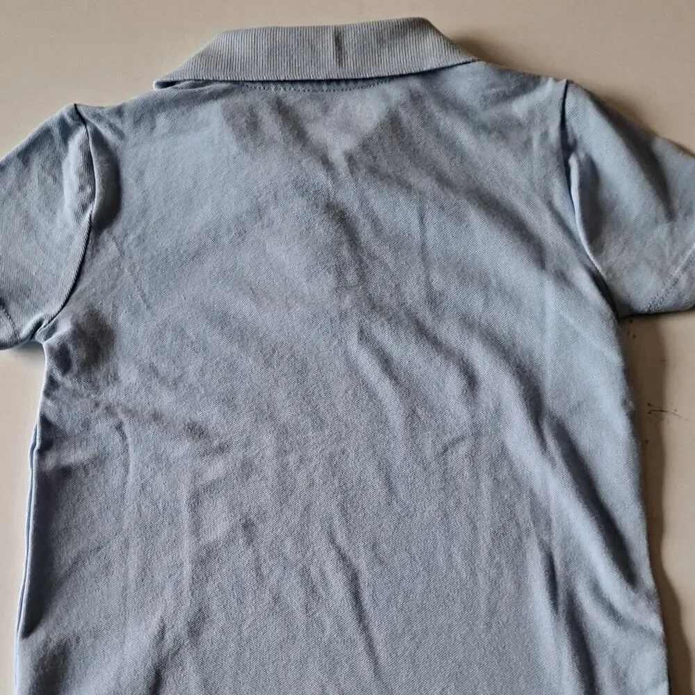 NWT Crewcuts Piqué Polo Shirt Short Sleeve Faded Chambray Blue Girls Size 4-5